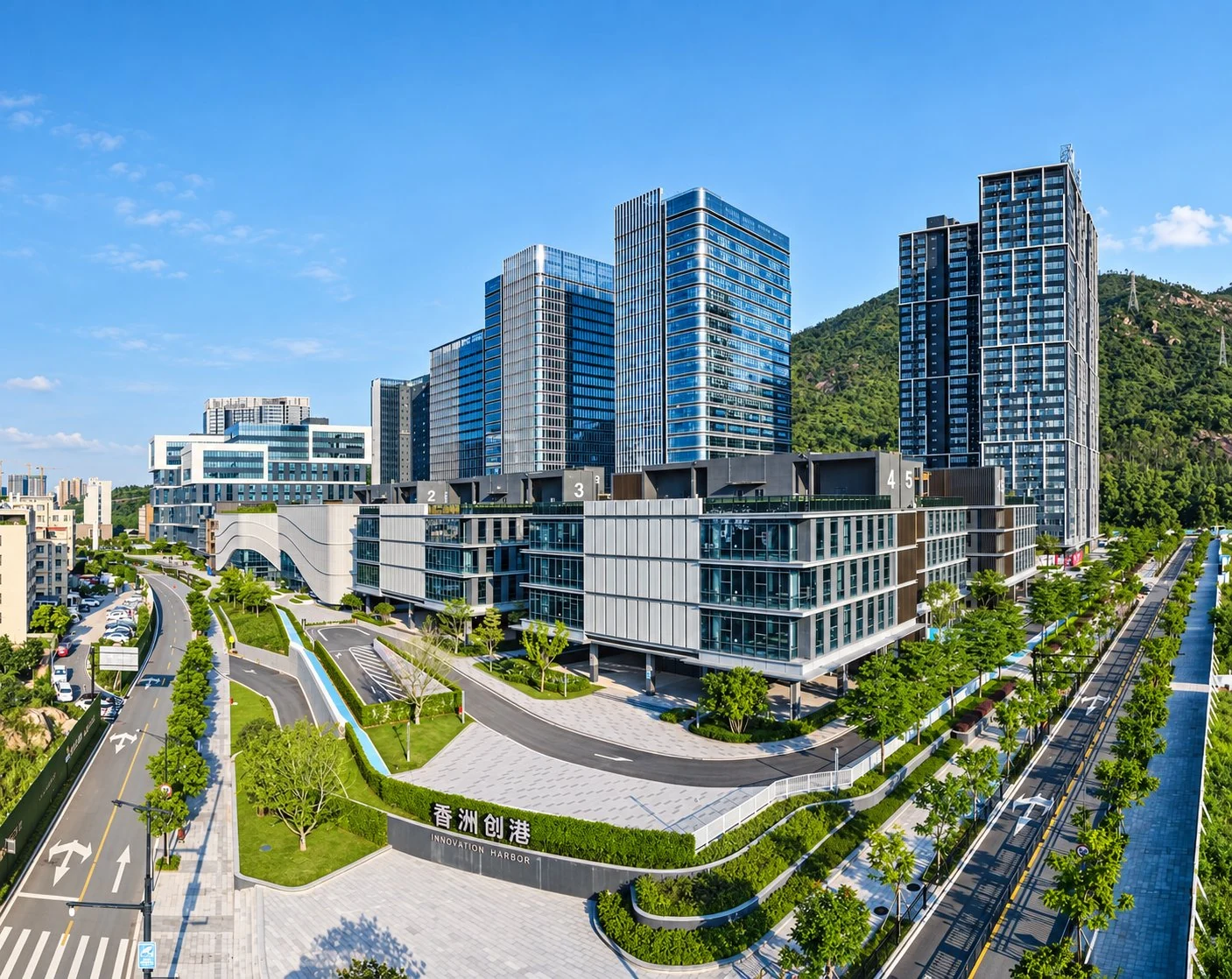 正方创港中心原站关联外观资料图，画面牌匾为香洲创港；名称关系未另行核实，非具体在租单位